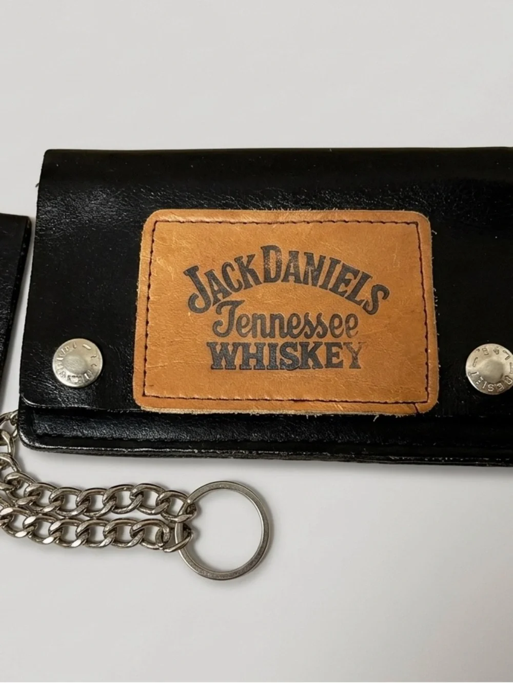 Vintage Gilbert Leather Jack Daniel's Trucker Biker Wallet with Original Chain